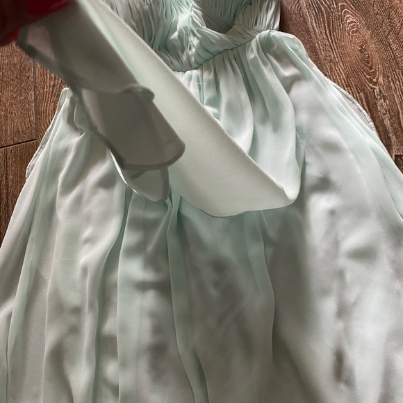 Dona Morgan strapless mint green flowy  wedding/prom midi dress - Picture 7 of 12